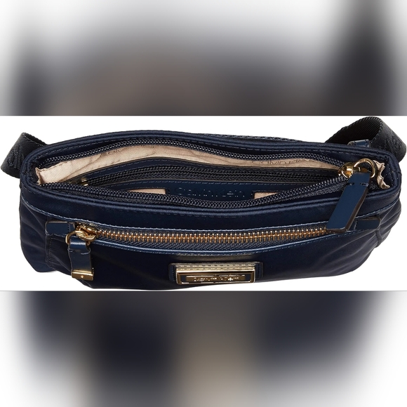 Calvin Klein Belfast Nylon Belt Bag in Navy with gold zippers - Picture 3 of 3